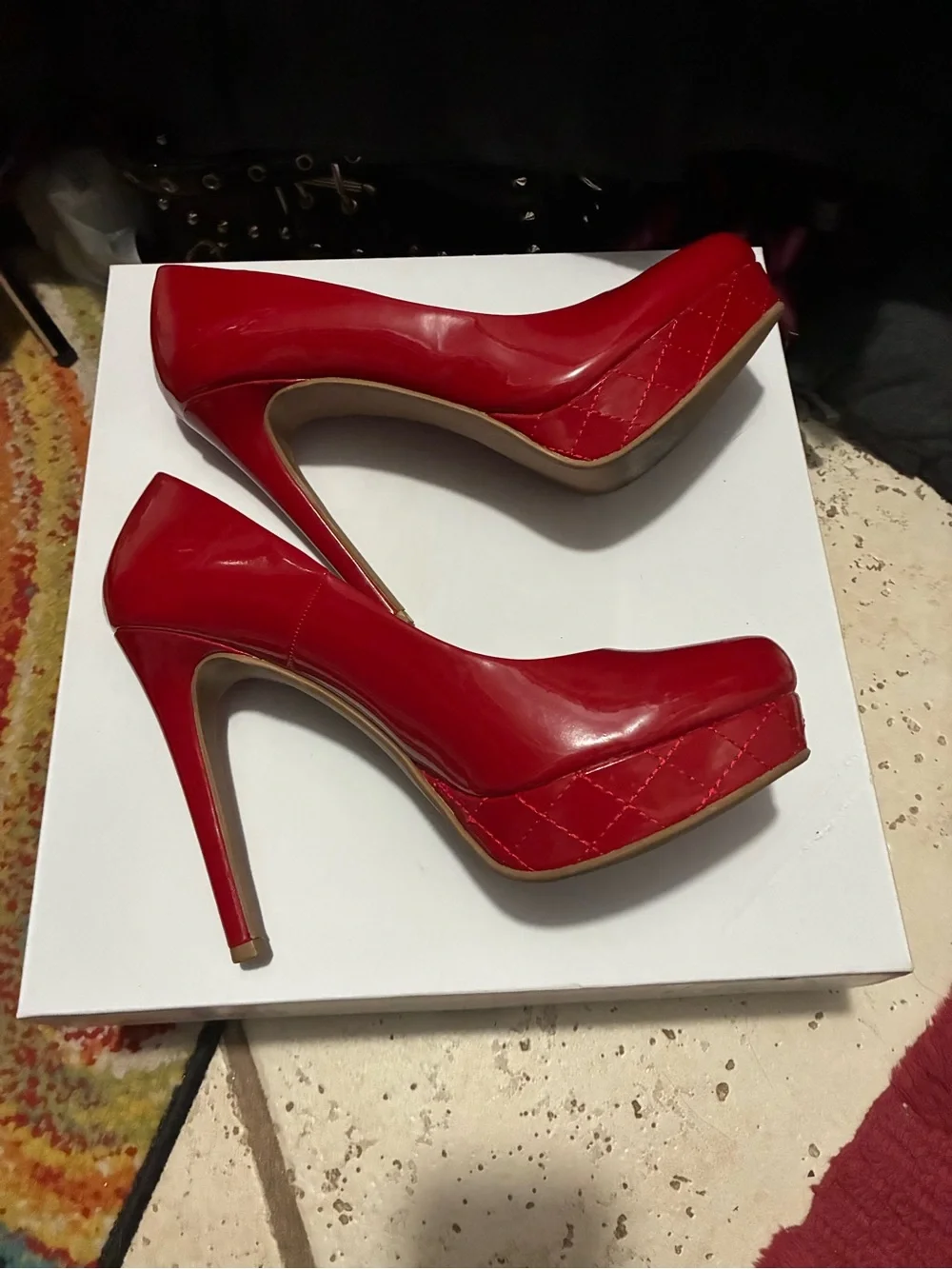 Chinese Laundry Red Patent Platform Stilettos